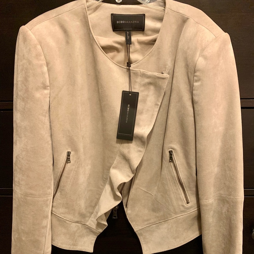 BCBG MAXAZRIA FAUX SUEDE JACKET